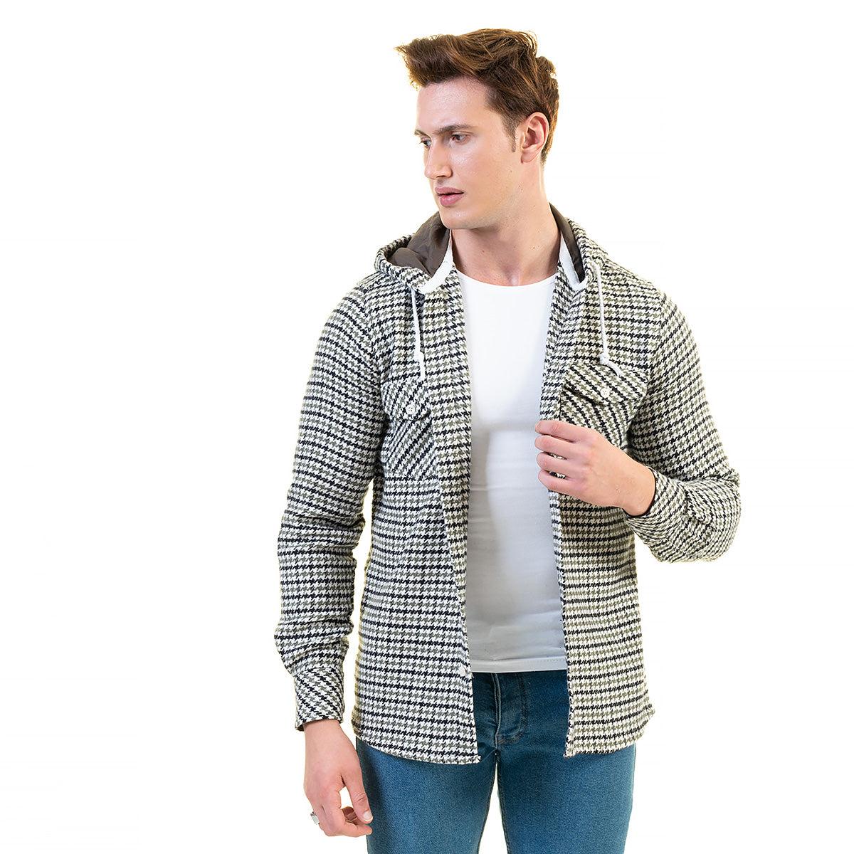 European Wool Luxury Zippered Hoodie Sweater Jacket in a stylish design, showcasing its soft fabric and full zip front.