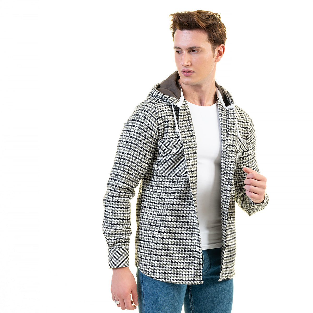 European Wool Luxury Zippered Hoodie Sweater Jacket in a stylish design, showcasing its soft fabric and full zip front.