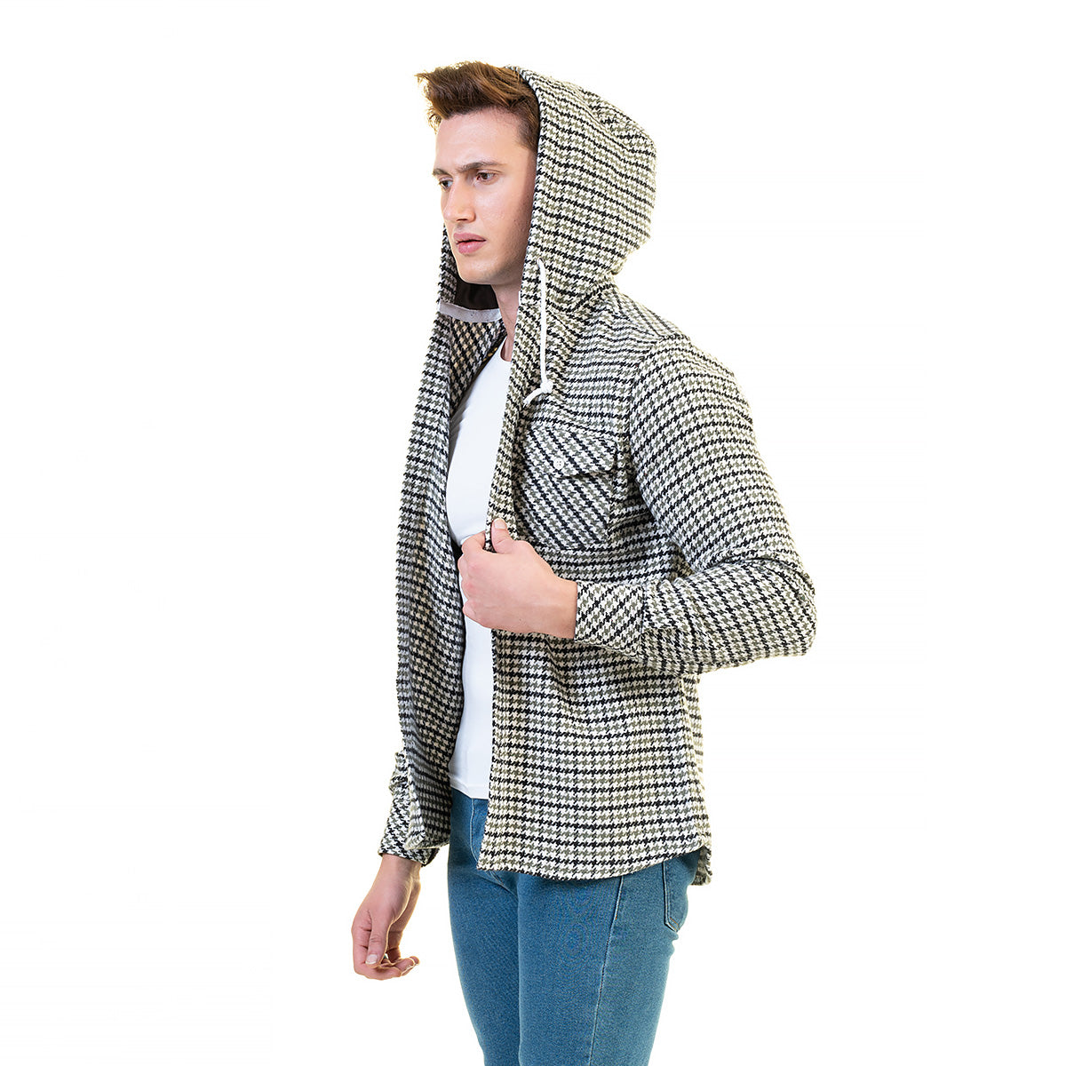 European Wool Luxury Zippered Hoodie Sweater Jacket in a stylish design, showcasing its soft fabric and full zip front.