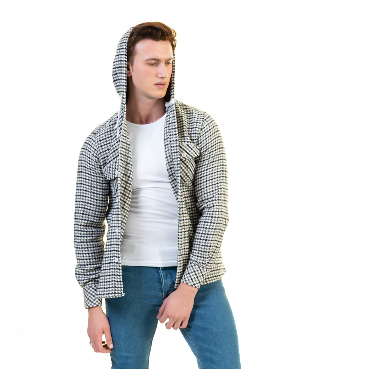 European Wool Luxury Zippered Hoodie Sweater Jacket in a stylish design, showcasing its soft fabric and full zip front.