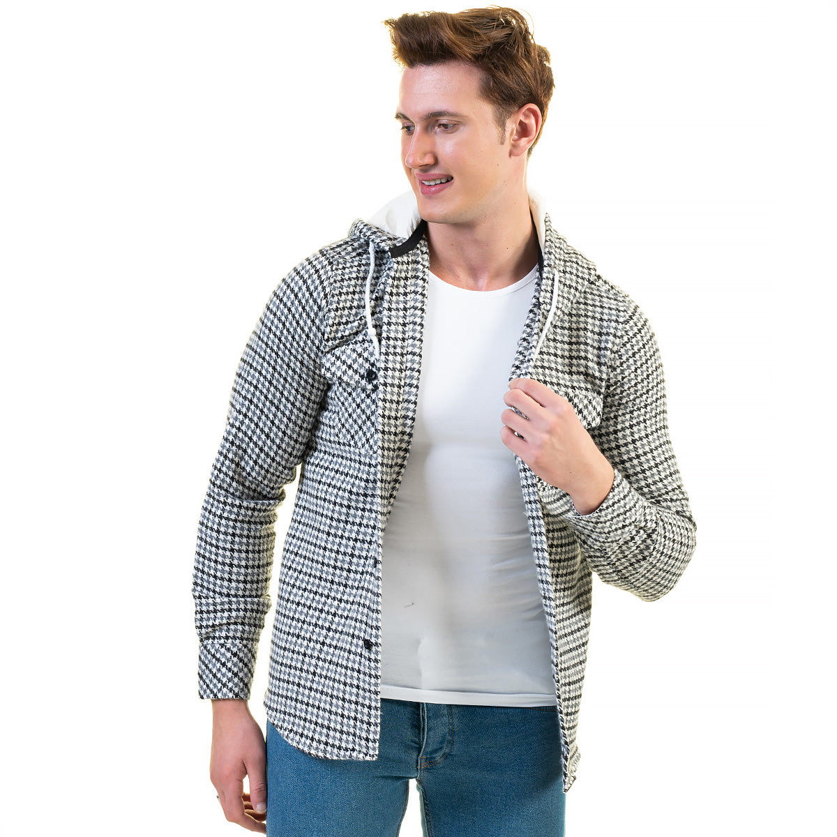 European Wool Luxury Zippered Hoodie Sweater Jacket in a stylish design, showcasing its soft fabric and full zip front.