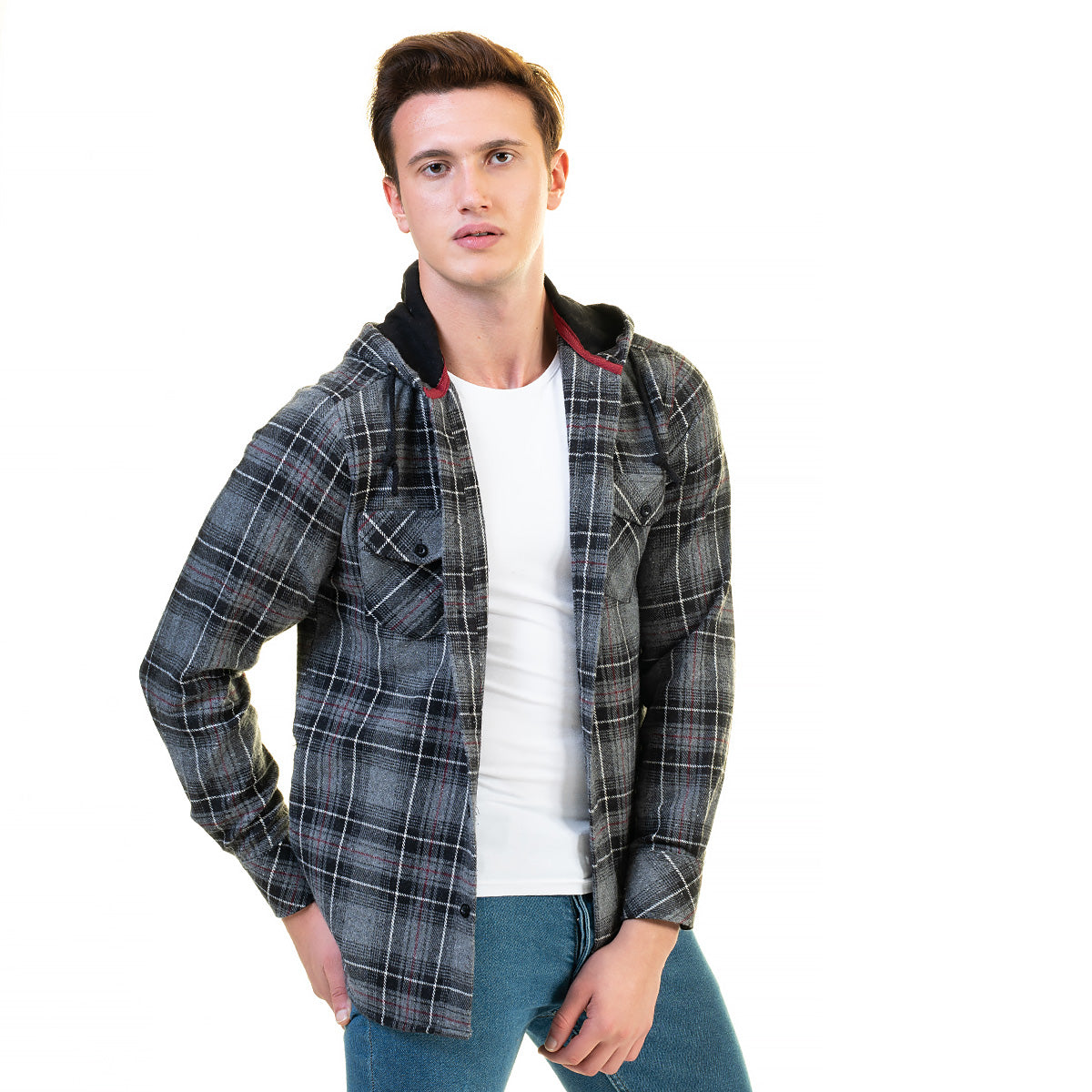 European Wool Luxury Zippered Hoodie Sweater Jacket in a stylish design, showcasing its soft fabric and full zip front.