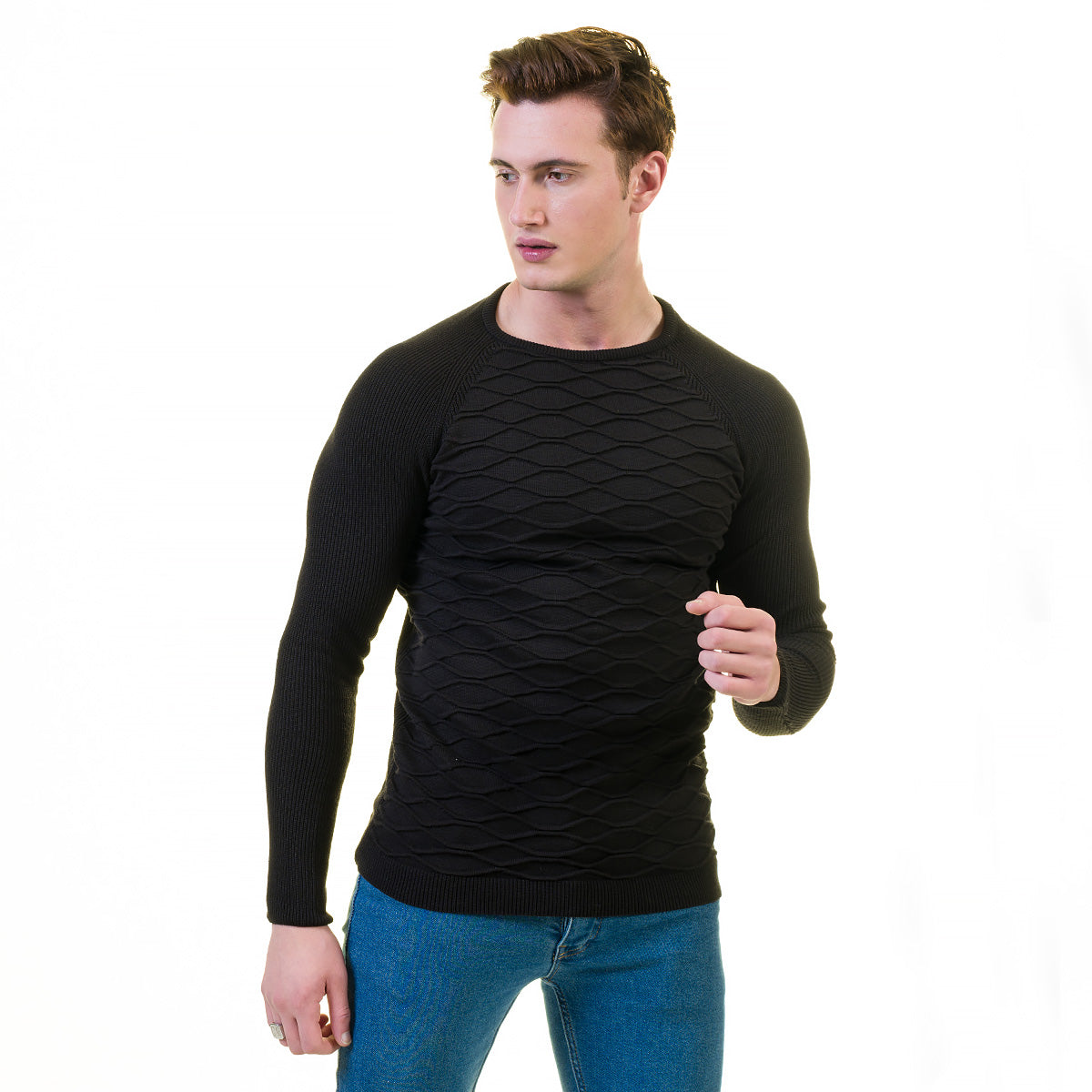 European Wool Luxury Zippered Sweater Jacket featuring a full zip front and hoodie, made from soft luxury cotton, ideal for winter wear.