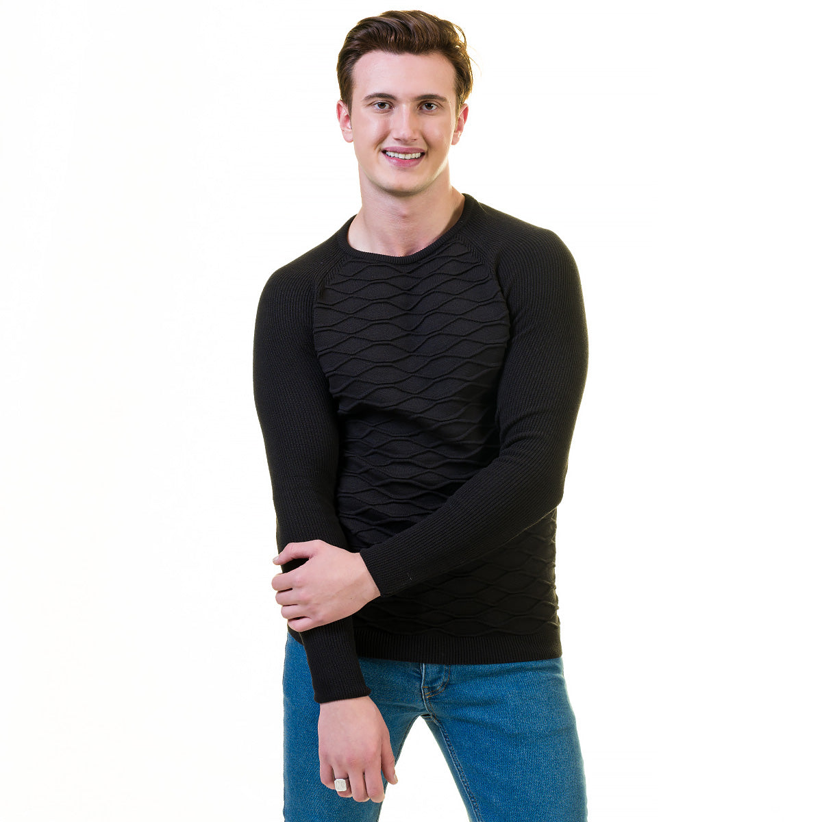 European Wool Luxury Zippered Sweater Jacket featuring a full zip front and hoodie, made from soft luxury cotton, ideal for winter wear.