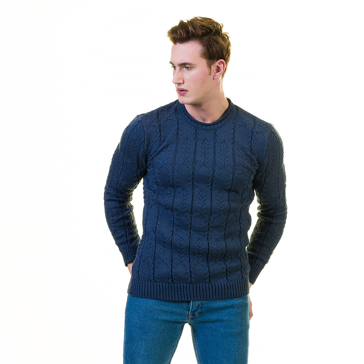 European Wool Luxury Zippered Sweater Jacket in a stylish design, featuring a full front zip and hoodie, made from soft luxury cotton.