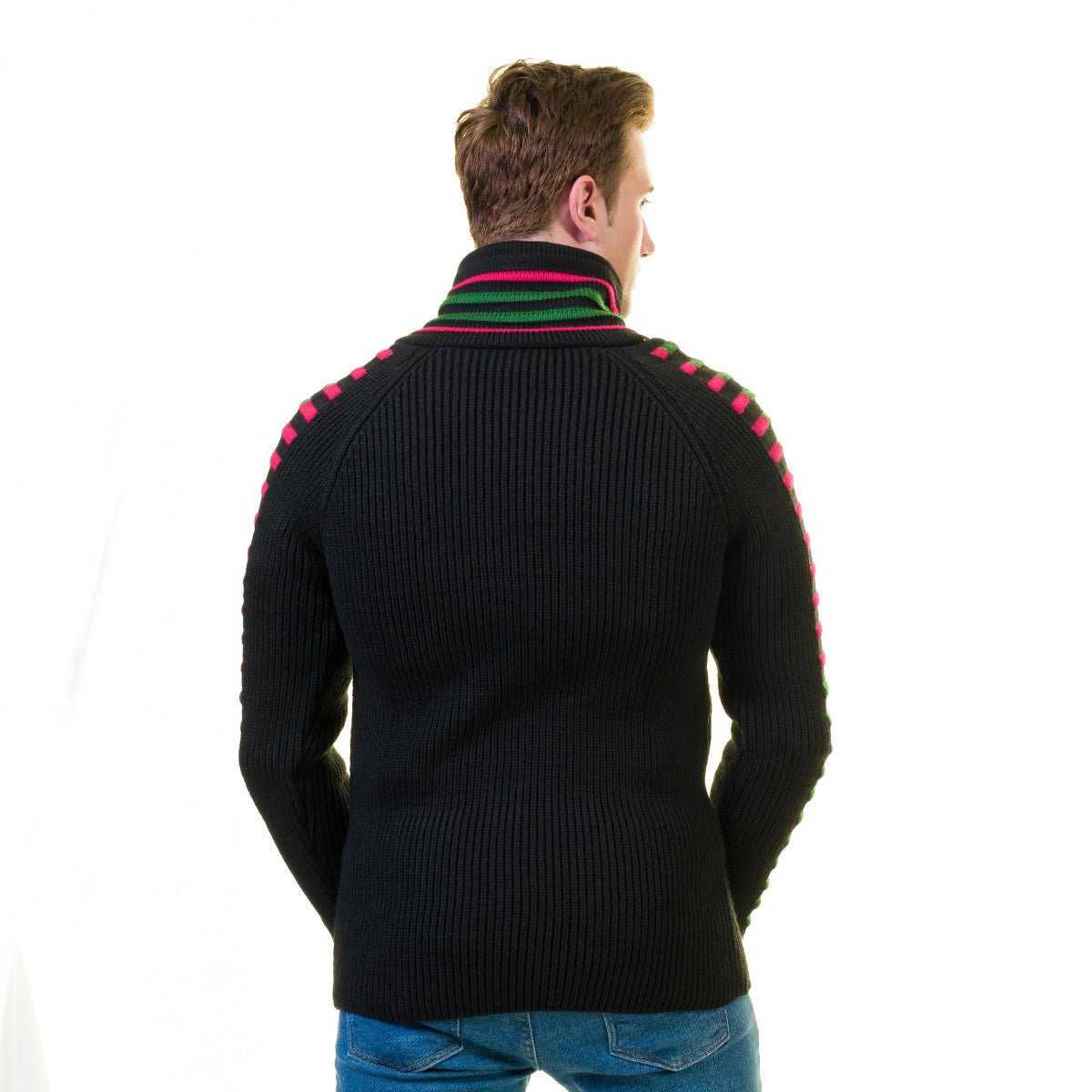 European Wool Luxury Zippered Sweater Jacket featuring a full front zip, hoodie, and long sleeves, made from soft luxury cotton.