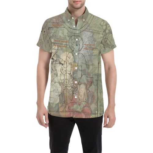 Men's all over print short featuring vibrant flower painting design, perfect for summer wear.