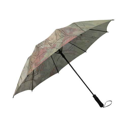 A stylish semi-automatic foldable umbrella featuring vibrant flower painting illustrations, showcasing its waterproof fabric and sturdy construction.