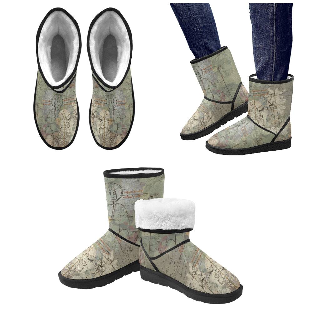 Colorful unisex snow boots featuring a vibrant flower painting design, lightweight construction, and a classic shape for winter fashion.