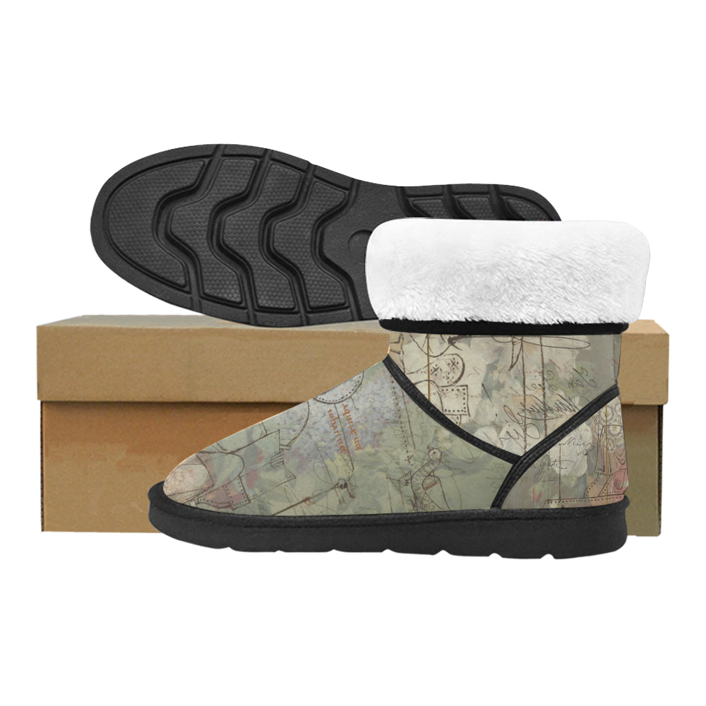 Colorful unisex snow boots featuring a vibrant flower painting design, lightweight construction, and a classic shape for winter fashion.