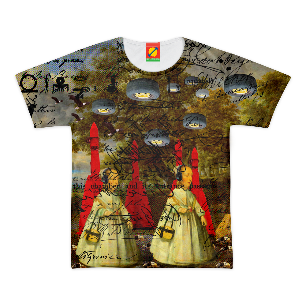 HEADPHONES Men's All Over Print Tee featuring vibrant colors and a classic round neck design, made from 100% cotton.