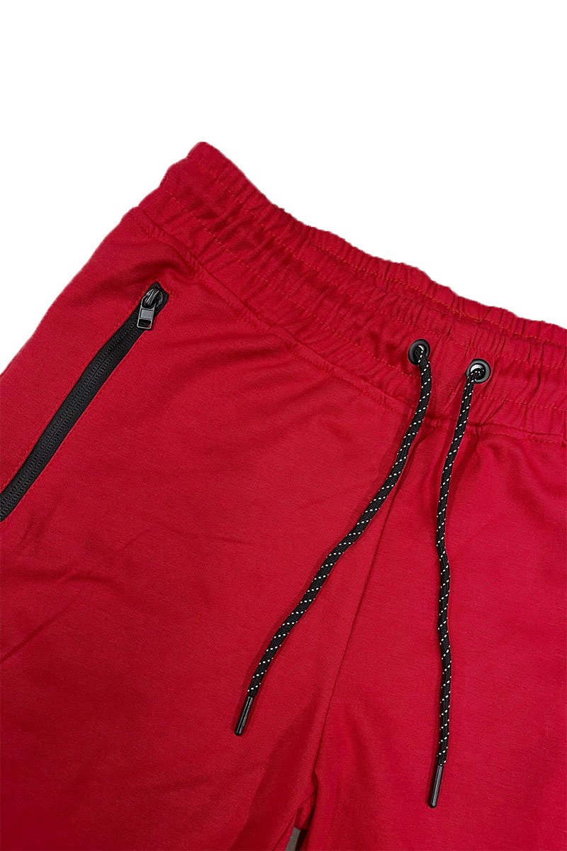 Heathered cotton shorts featuring an elastic waist and zipper pocket, perfect for casual wear.