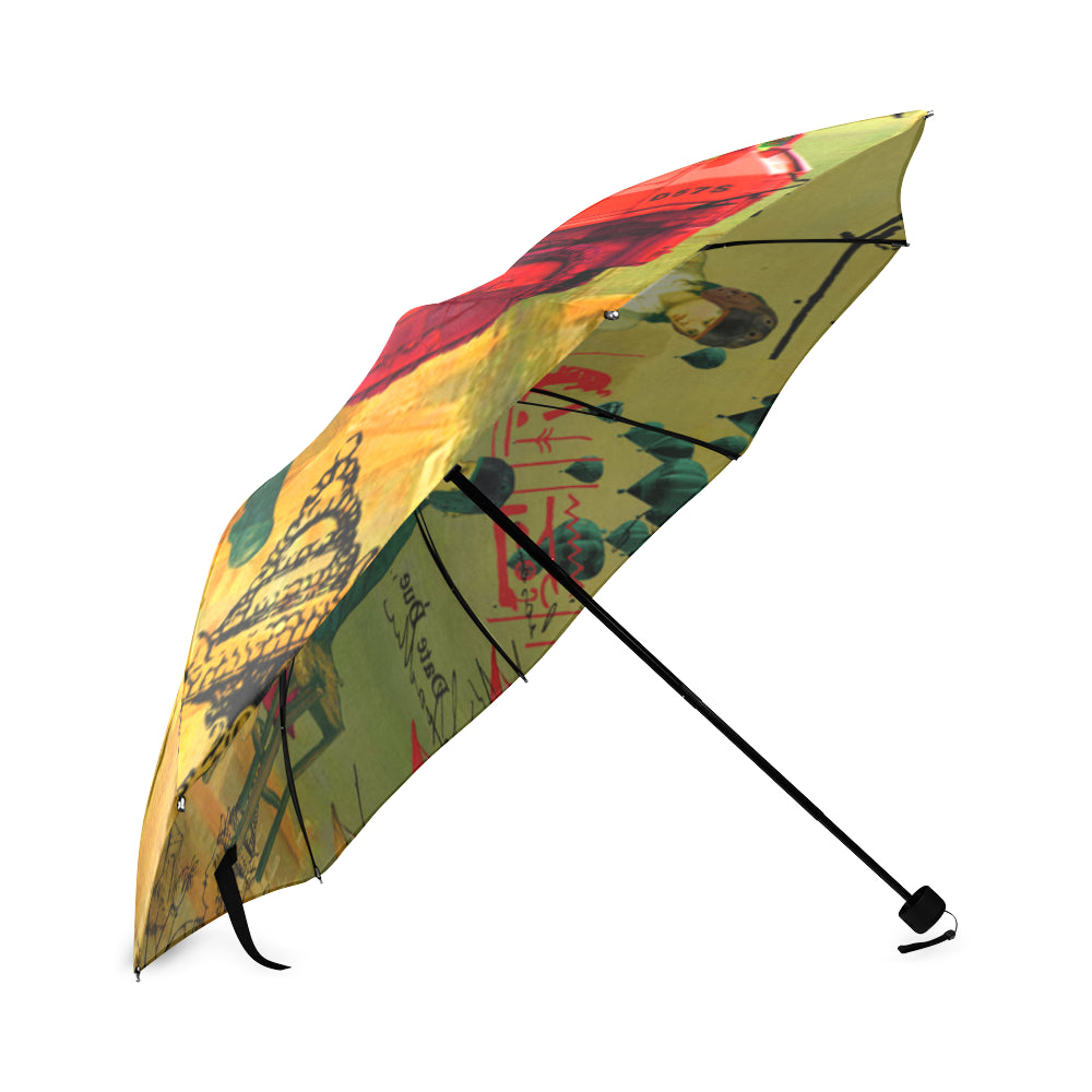 HERE, TAKE IT II Foldable Umbrella showcasing vibrant prints and durable construction, perfect for rainy days.