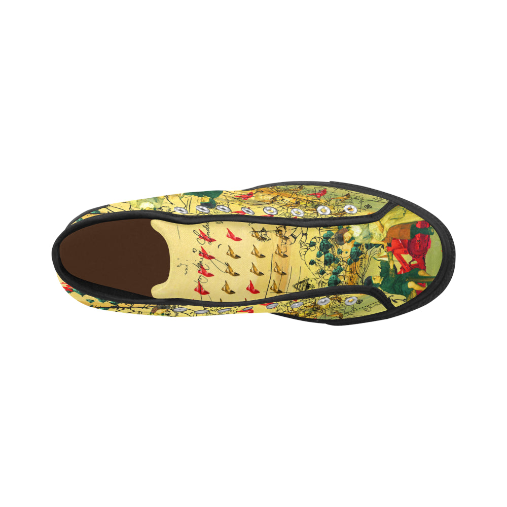 HERE, TAKE IT II Men's All Over Print Canvas Sneakers showcasing vibrant design and durable construction.