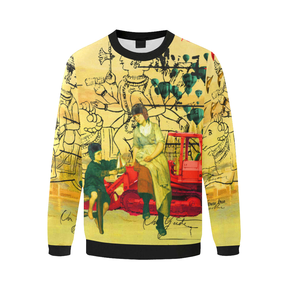 HERE, TAKE IT II Men's Oversized Fleece Sweatshirt featuring vibrant collage print, soft fleece material, and durable stitching.