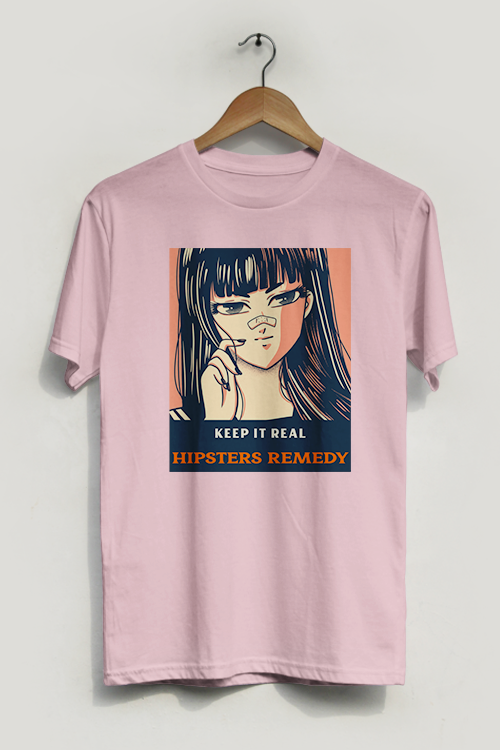 Hipsters Remedy Keep it Real T-Shirt in soft ring-spun cotton, showcasing a stylish unisex design suitable for all occasions.