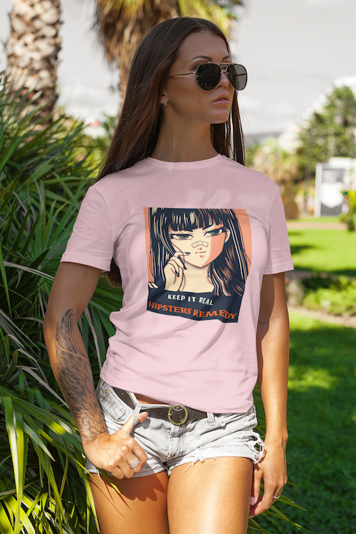 Hipsters Remedy Keep it Real T-Shirt in soft ring-spun cotton, showcasing a stylish unisex design suitable for all occasions.