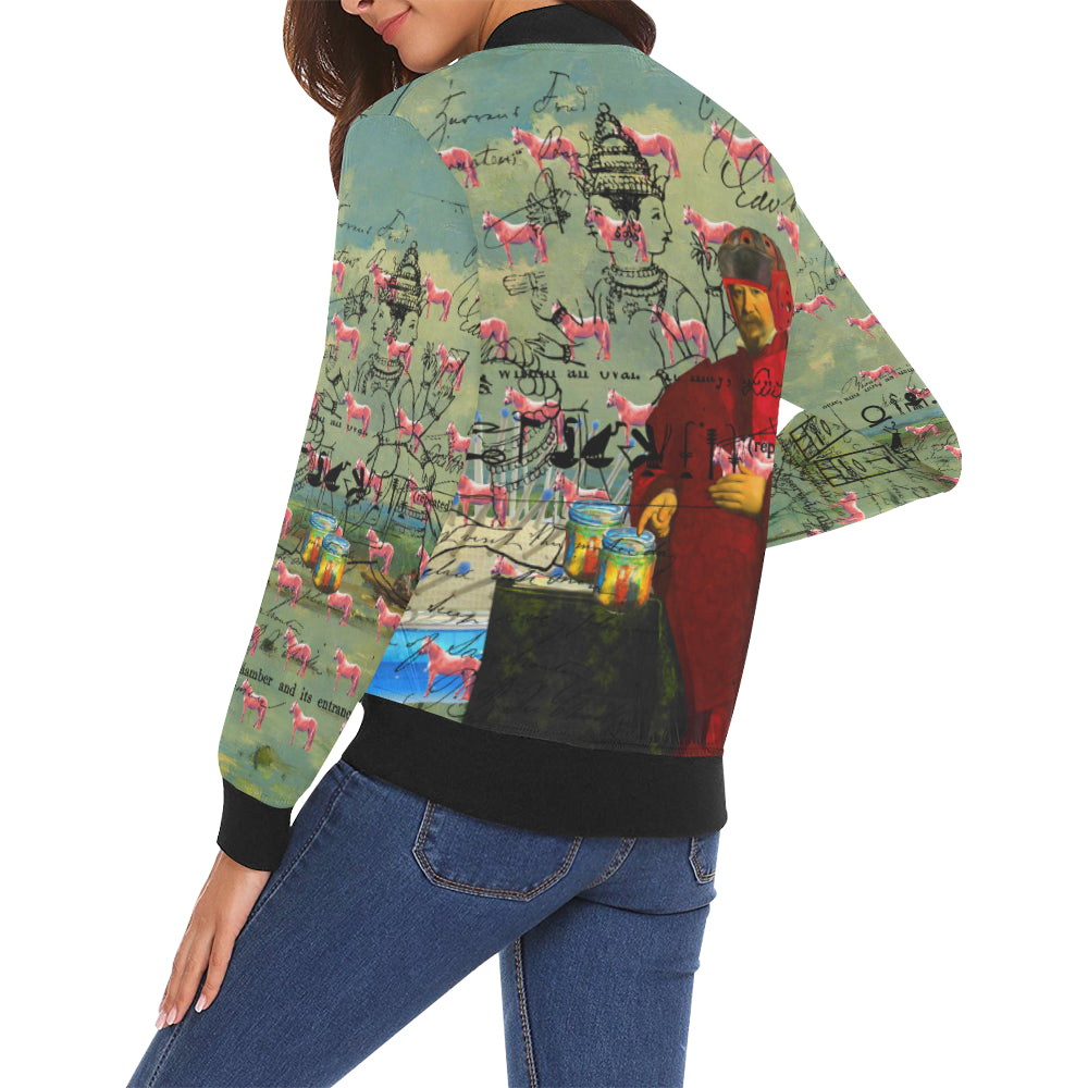 I FOUND THEM IN THERE III All Over Print Bomber Jacket for Women featuring vibrant colors and stylish design.