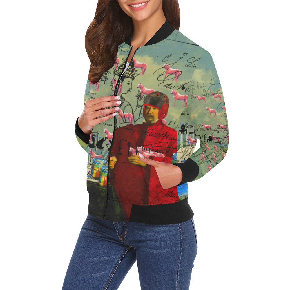I FOUND THEM IN THERE III All Over Print Bomber Jacket for Women featuring vibrant colors and stylish design.