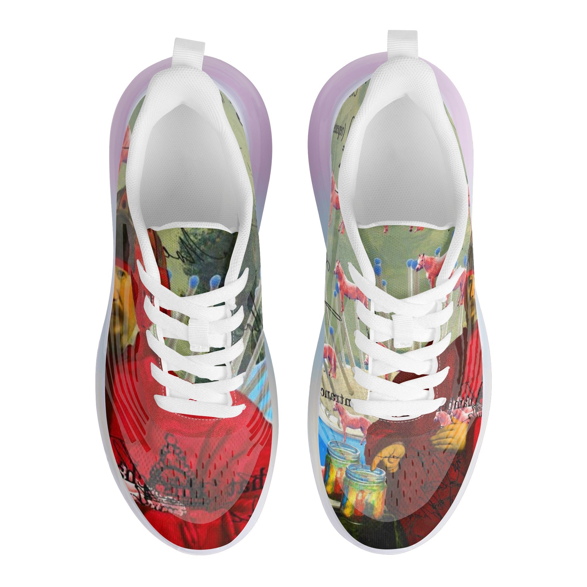 I FOUND THEM IN THERE III unisex pastel translucent air sole running shoes showcasing vibrant colors and breathable mesh upper.