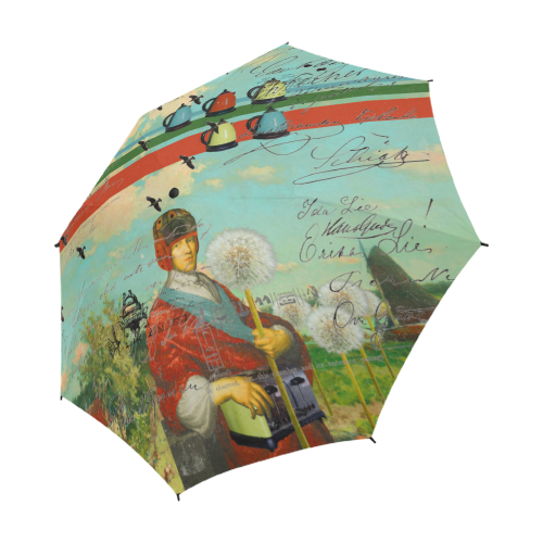 KITCHENWARES AND DANDELIONS Semi-Automatic Foldable Umbrella with vibrant print and sturdy design, showcasing its waterproof fabric and ergonomic handle.