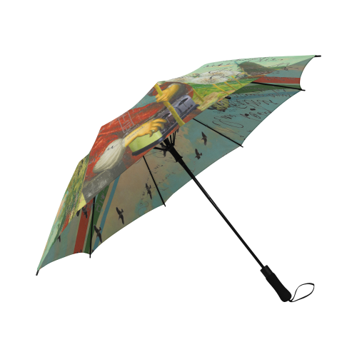 KITCHENWARES AND DANDELIONS Semi-Automatic Foldable Umbrella with vibrant print and sturdy design, showcasing its waterproof fabric and ergonomic handle.