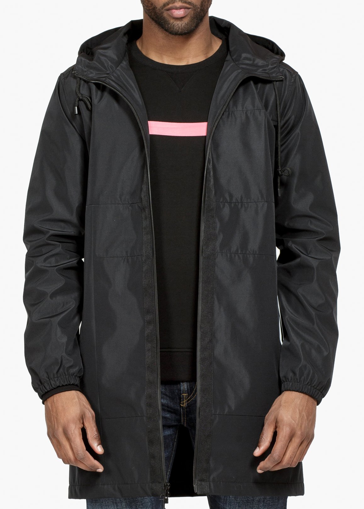 Konus Men's Water Repellent Jacket in Black featuring a mock neck, multi patch work, and zipper pockets.