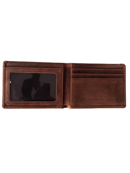 Kyle Leather Perforated Bifold Wallet in brown, showcasing its stylish perforated design and RFID protection features.