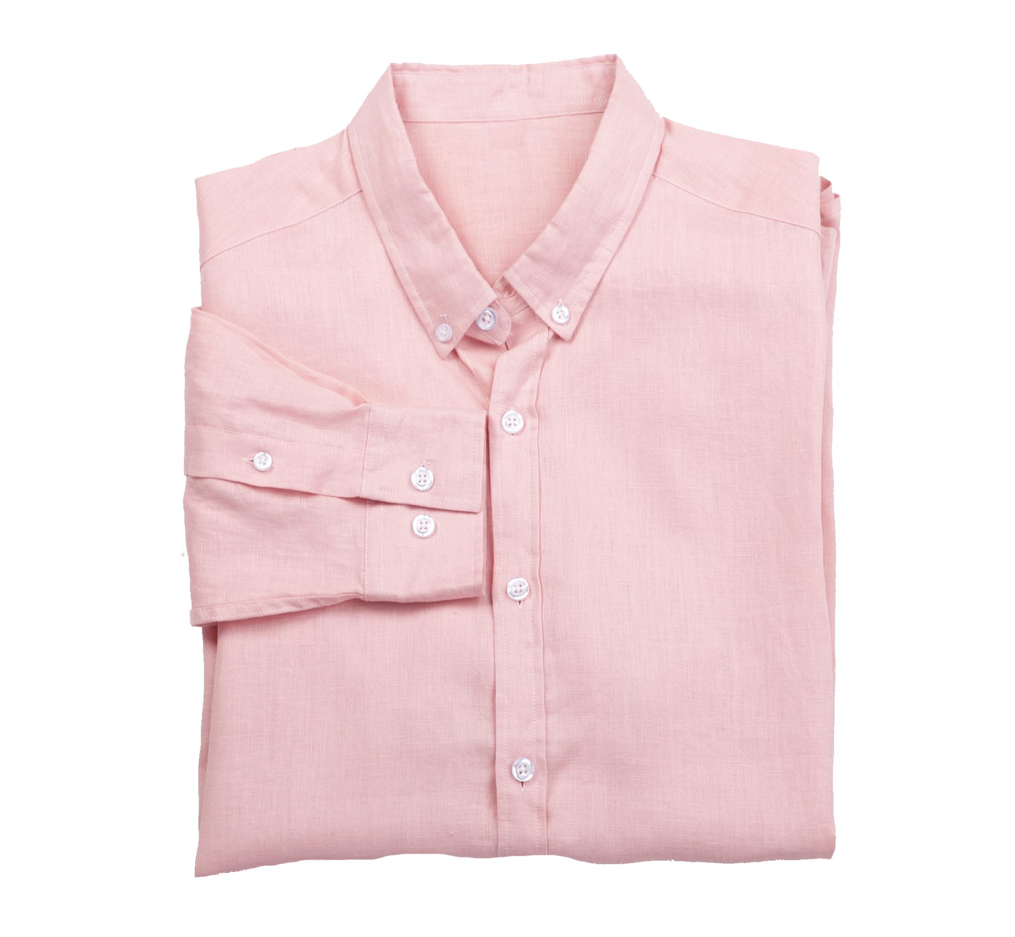 A stylish pink linen shirt with a button-down collar, showcasing its soft fabric and classic fit, perfect for summer wear.