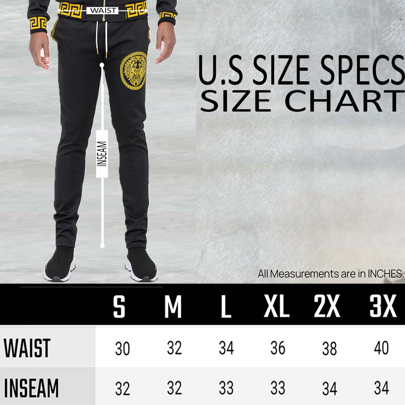 Men's Lion Head Embroidery Status Track Jacket featuring a lion head design on the chest, elastic waist, and standard pockets.