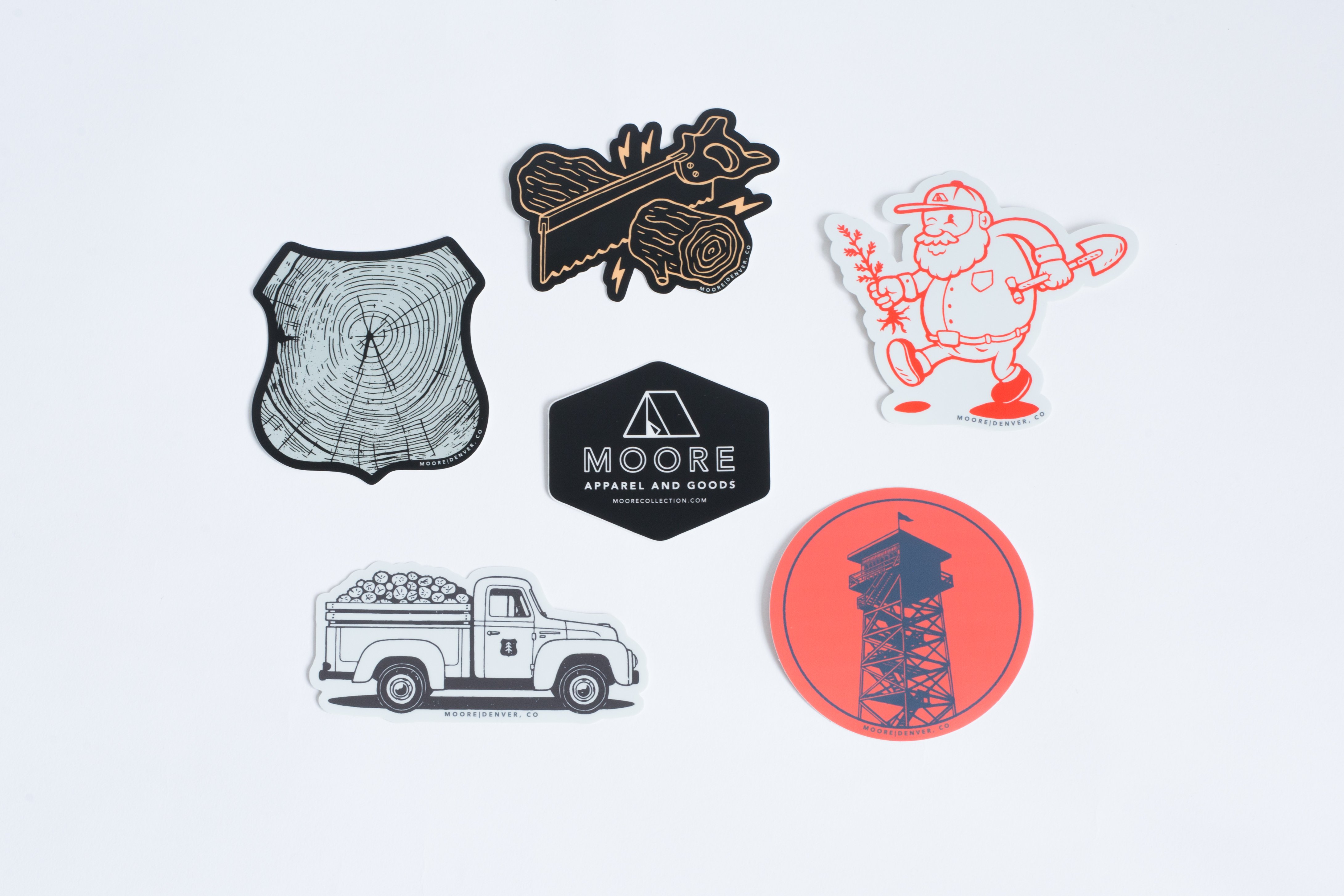 A waterproof vinyl sticker featuring a vintage Dodge Pickup truck design, symbolizing forest conservation and adventure.