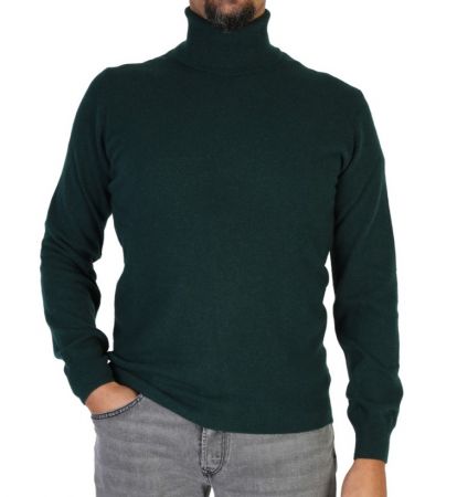 Maglia uomo collo alto in cashmere rigenerato, elegante e sostenibile, perfetta per l'inverno.