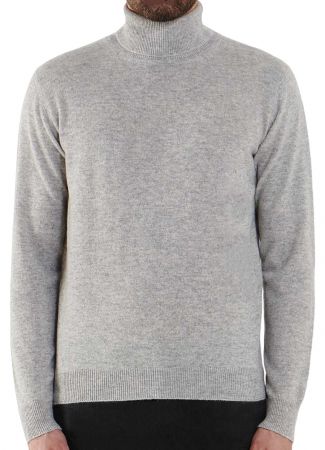 Maglia uomo collo alto in cashmere rigenerato, elegante e sostenibile, perfetta per l'inverno.