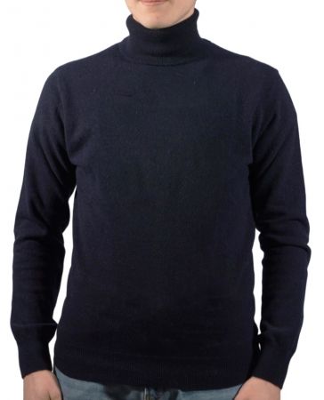 Maglia uomo collo alto in cashmere rigenerato, elegante e sostenibile, perfetta per l'inverno.