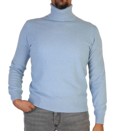 Maglia uomo collo alto in cashmere rigenerato, elegante e sostenibile, perfetta per l'inverno.