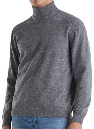 Maglia uomo collo alto in cashmere rigenerato, elegante e sostenibile, perfetta per l'inverno.
