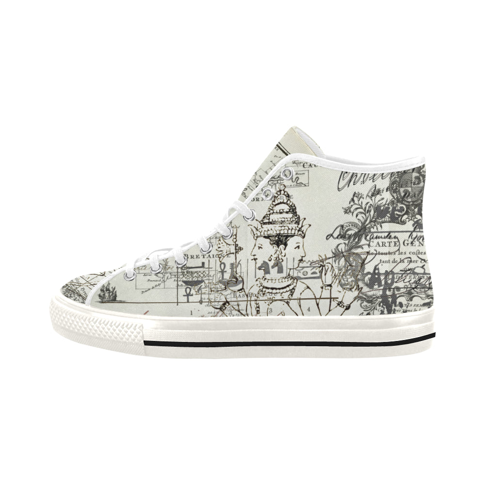 MAP AND SOME ILLUSTRATIONS Women's All Over Print Canvas Sneakers showcasing vibrant print and stylish design.
