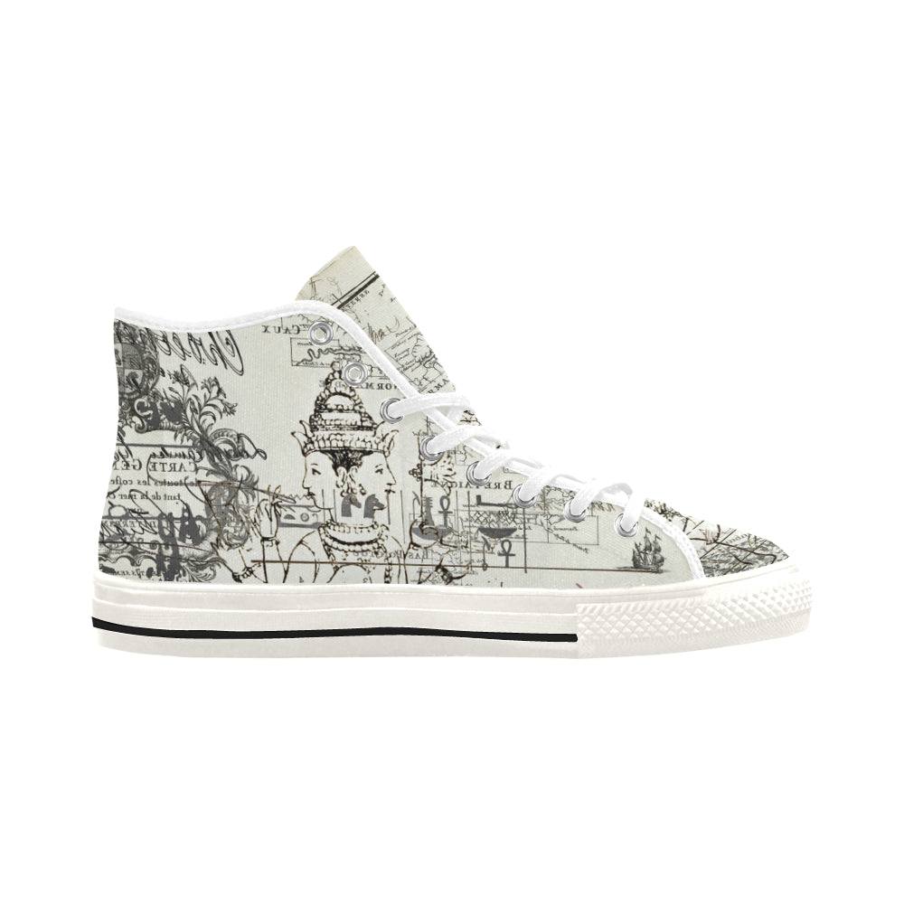 MAP AND SOME ILLUSTRATIONS Women's All Over Print Canvas Sneakers showcasing vibrant print and stylish design.