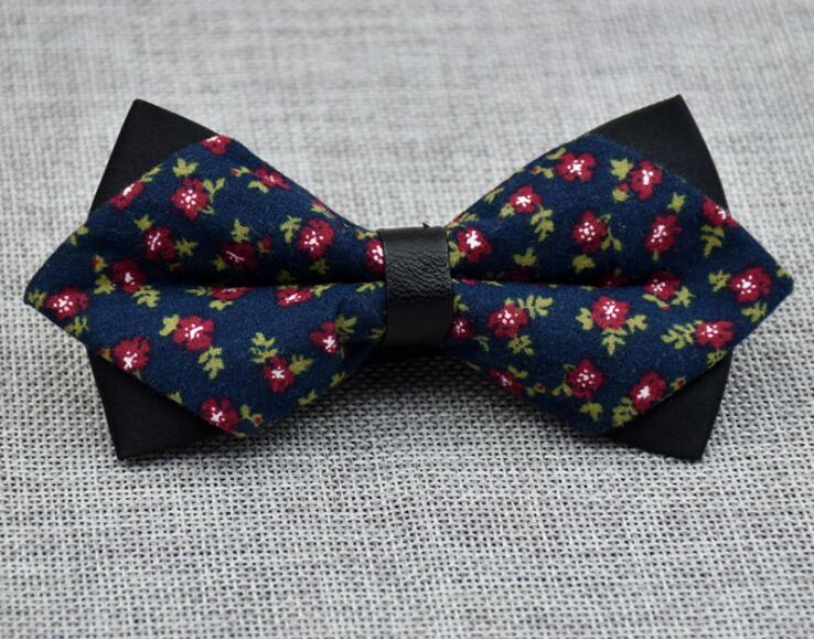 Men's blue green pink floral pre-tied bow tie made from 100% cotton, showcasing a vibrant floral pattern.