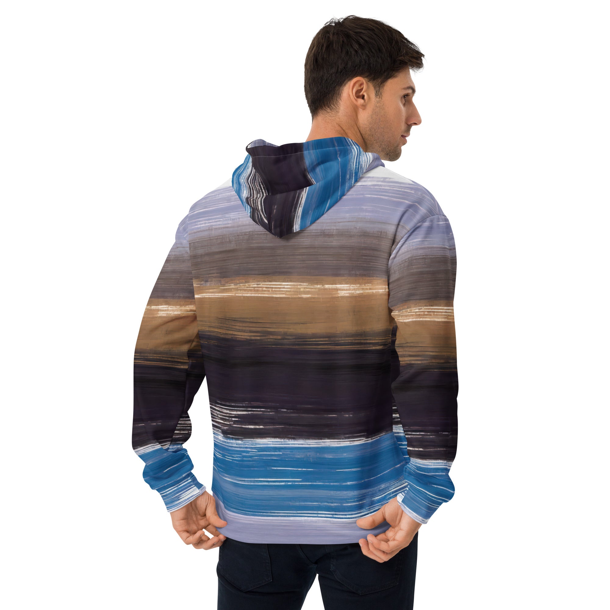 Men's Graphic Hoodie featuring a Rustic Purple Brown design with dynamic all-over print, showcasing a modern and stylish look.