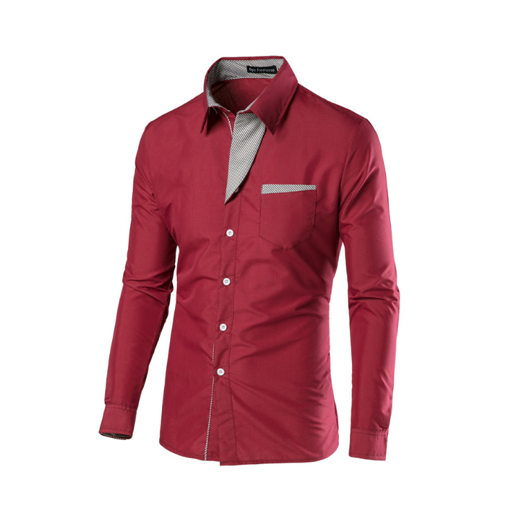 Men's Long Sleeve Button Front Shirt featuring unique collar details, available in various colors and sizes.