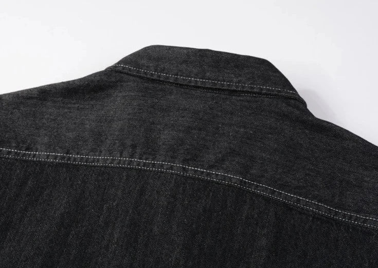 Men's Long Sleeve Denim Shirt in light blue with a chest pocket, showcasing a classic button-down design.