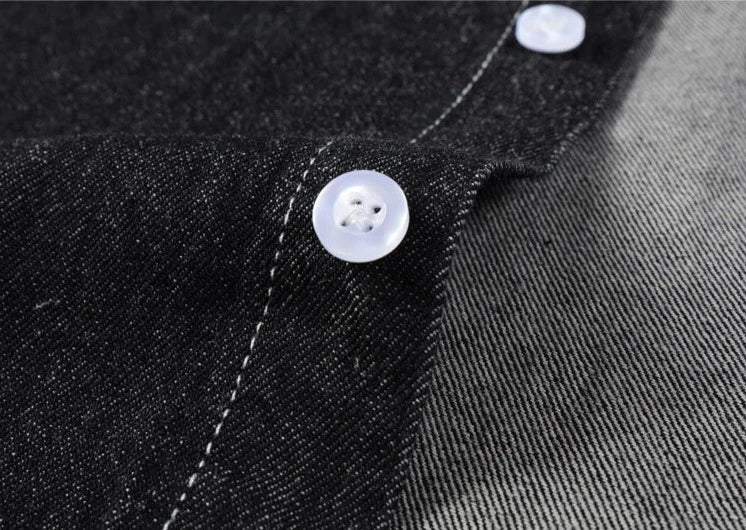 Men's Long Sleeve Denim Shirt in light blue with a chest pocket, showcasing a classic button-down design.