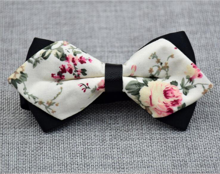 Men's Pure Cotton Beige Floral Pre-Tied Bow Tie featuring a classic floral pattern, adjustable neck size, and luxurious cotton material.