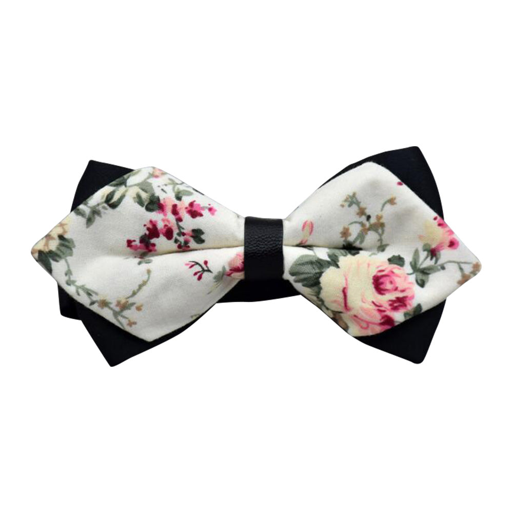 Men's Pure Cotton Beige Floral Pre-Tied Bow Tie featuring a classic floral pattern, adjustable neck size, and luxurious cotton material.
