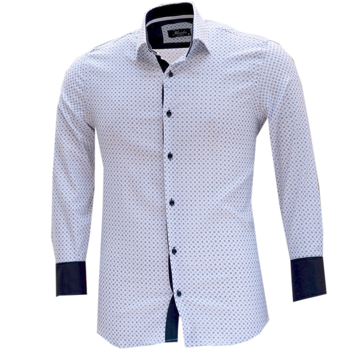 Men's Slim Fit French Cuff Shirt in premium cotton, featuring designer cuff and spread collar, perfect for casual and formal occasions.