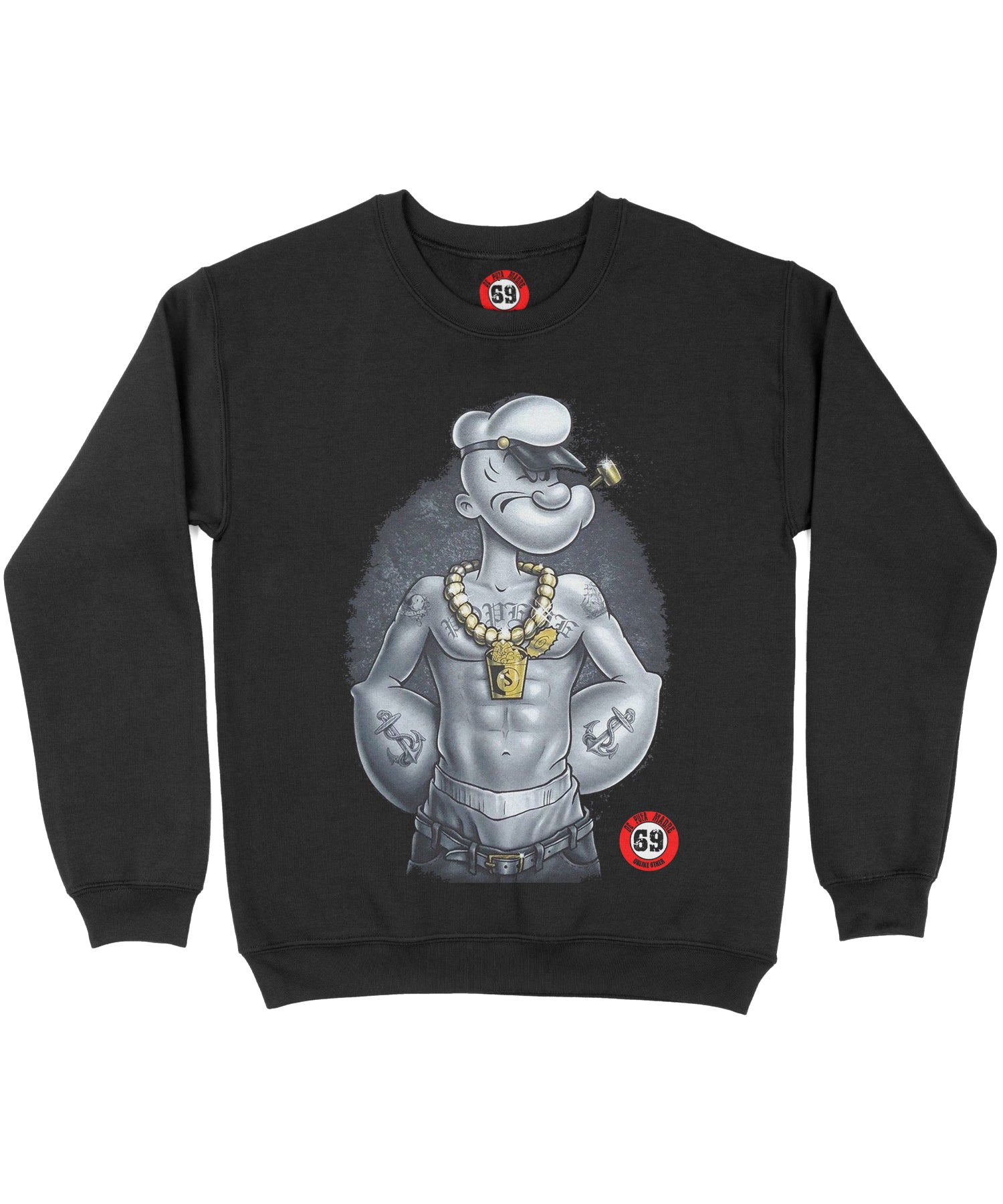 Men's sweatshirt featuring a trendy Popeye design, made from high-quality jersey cotton with durable prints.