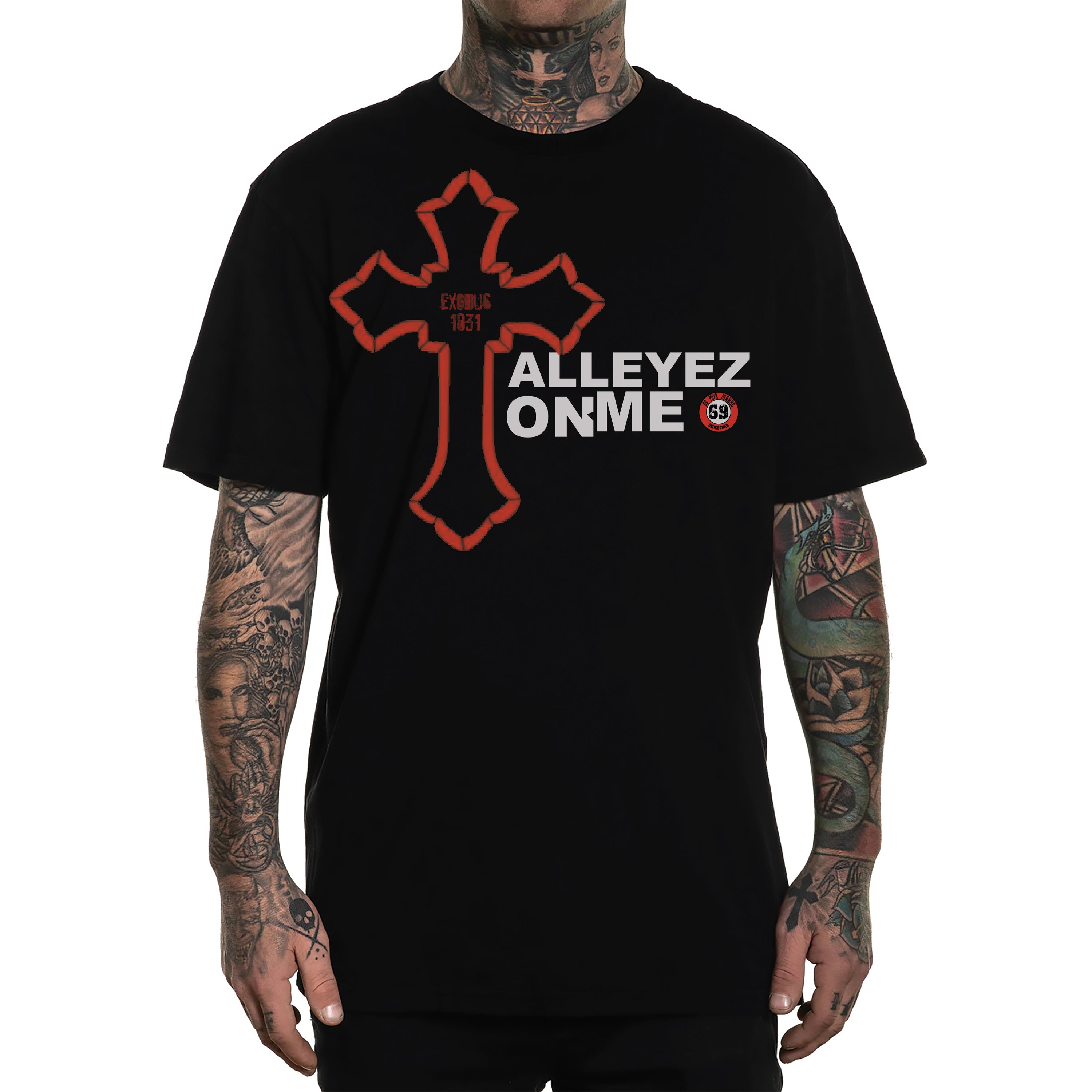 Men's T-Shirt featuring 2Pac Thug Life design, showcasing vibrant prints on a stylish crew-neck cut.