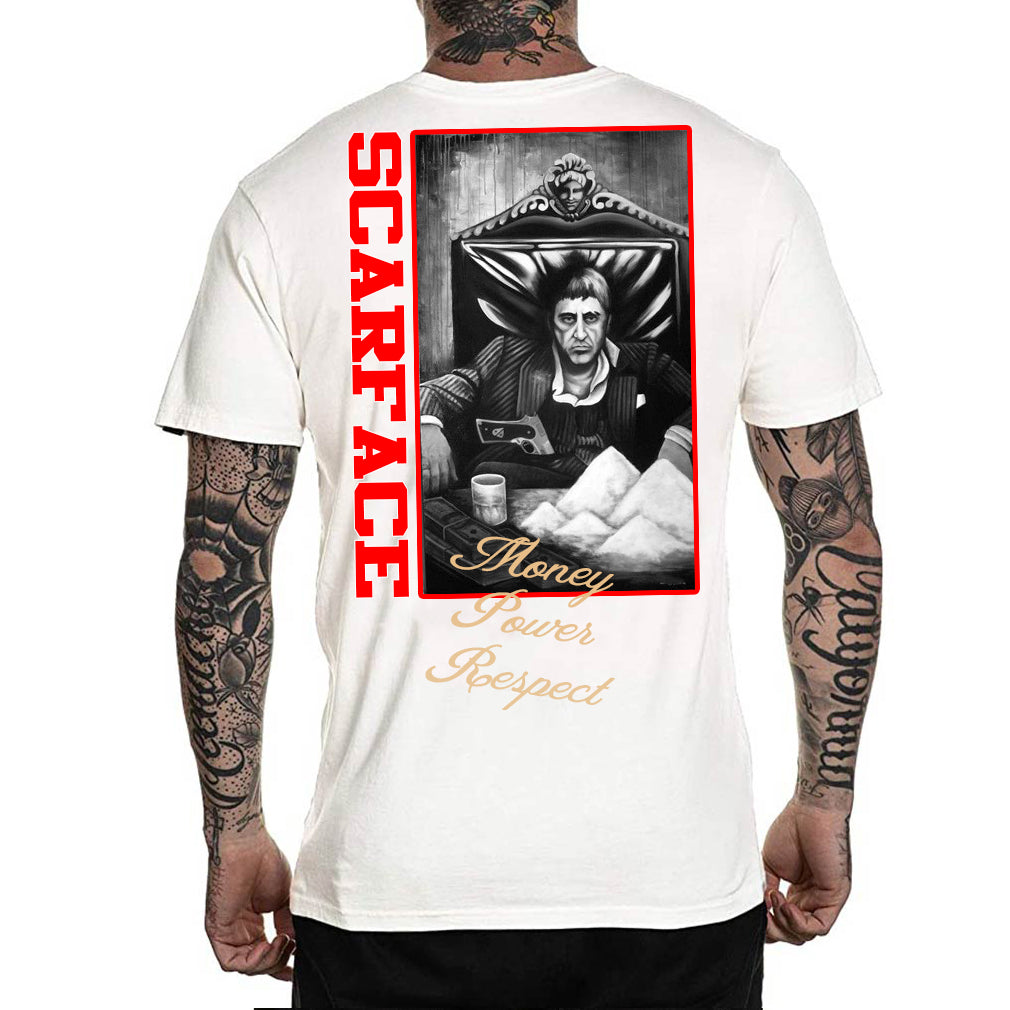Men's t-shirt featuring Scarface Tony Montana print, showcasing a stylish design with high-quality finishing.