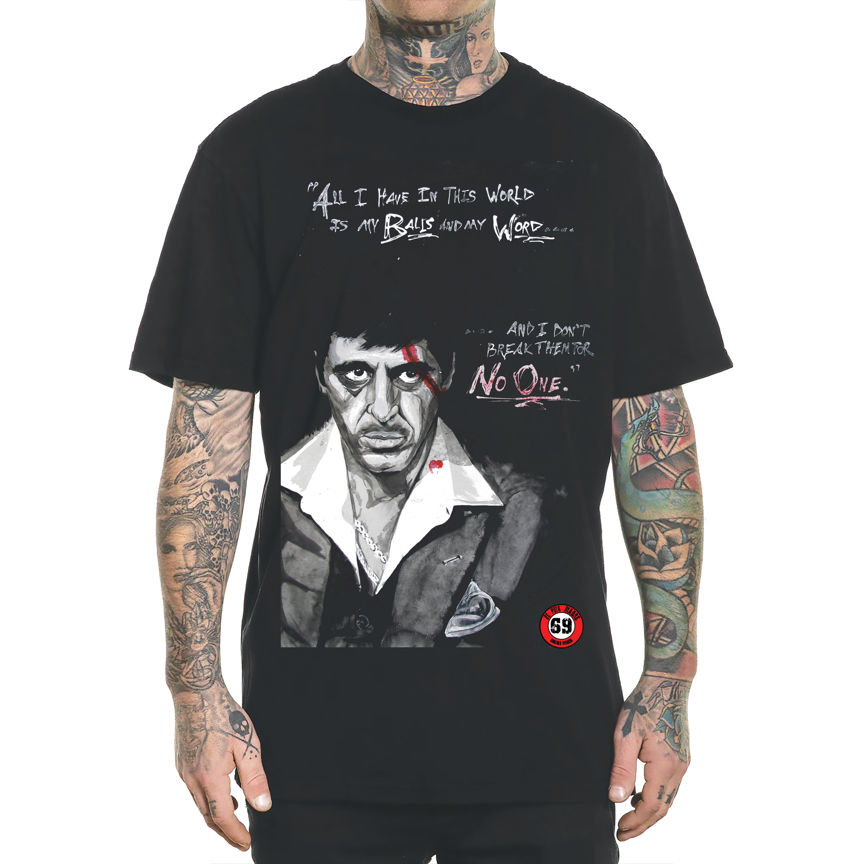 Men's T-Shirt featuring Scarface Tony Montana print, showcasing a trendy design with high-quality finishing.